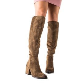 Sylowe Zamszowe Kozaki VINCEZA brązowe