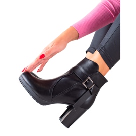 TRENDI Botki Na Obcasie Ze Sprzączką czarne