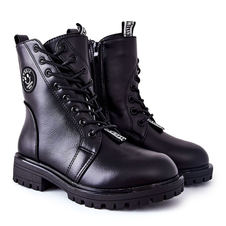 PE1 Dziecięce Ocieplane Botki Workery Czarne Rosalie