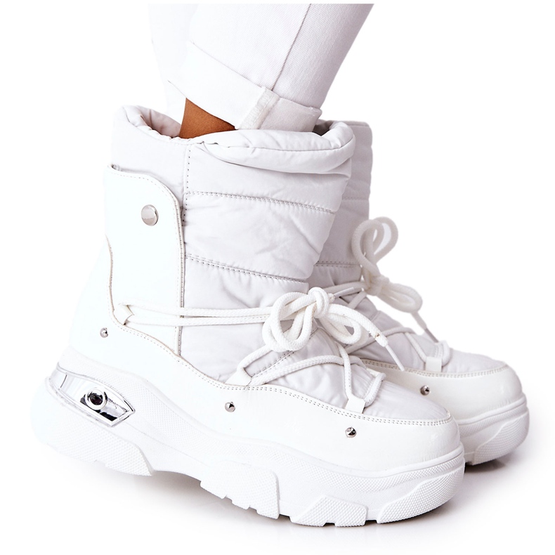 POTOCKI Śniegowce Ocieplane Futerkiem Białe Holys