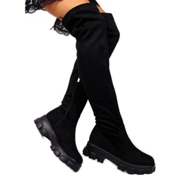 Kozaki na platformie Navy Dot W WOL12 czarne