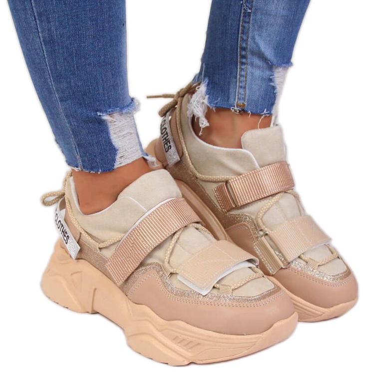 Sneakersy Navy Dot W WOL10 beżowe beżowy