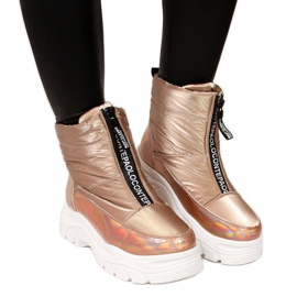 Śniegowce na platformie holo Vinceza W JAN46C złote złoty