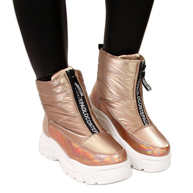 Śniegowce na platformie holo Vinceza W JAN46C złote złoty