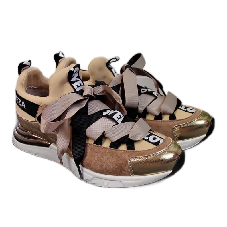 Sneakersy z napisami Vinceza W JAN49A beżowe beżowy