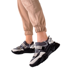 TRENDI Sneakersy Na Rzep Fashion beżowy czarne szare