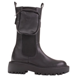 Marco Shoes Botki z dopinaną sakiewką na pasku czarne