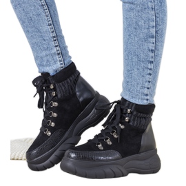 Czarne sneakersy zimowe w motywie zwierzęcym Miron