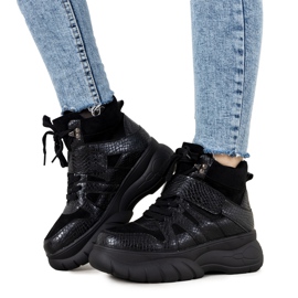 Czarne sneakersy zimowe w motywie zwierzęcym Ninette