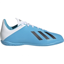 Buty piłkarskie adidas X 19.4 In Jr F35352 niebiesko białe wielokolorowe niebieskie