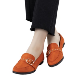 Pomarańczowe mokasyny z złotą ozdobą Verreau