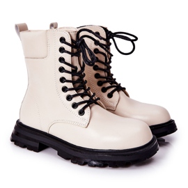 FR1 Klasyczne Dziecięce Botki Na Suwak Beżowe Clarika beżowy