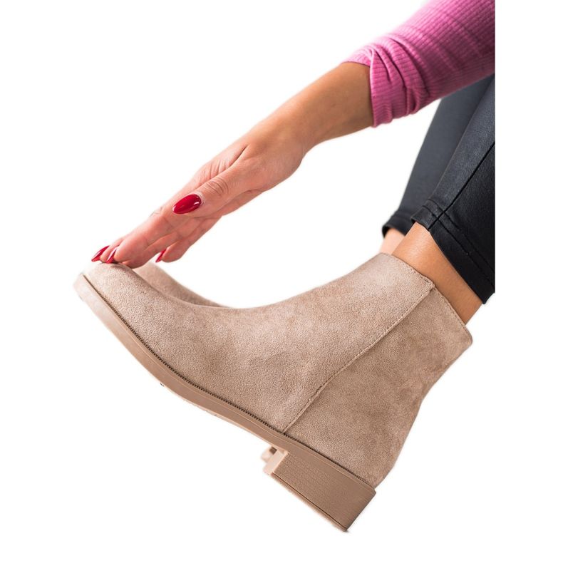 Mannika Klasyczne Zamszowe Botki beżowy