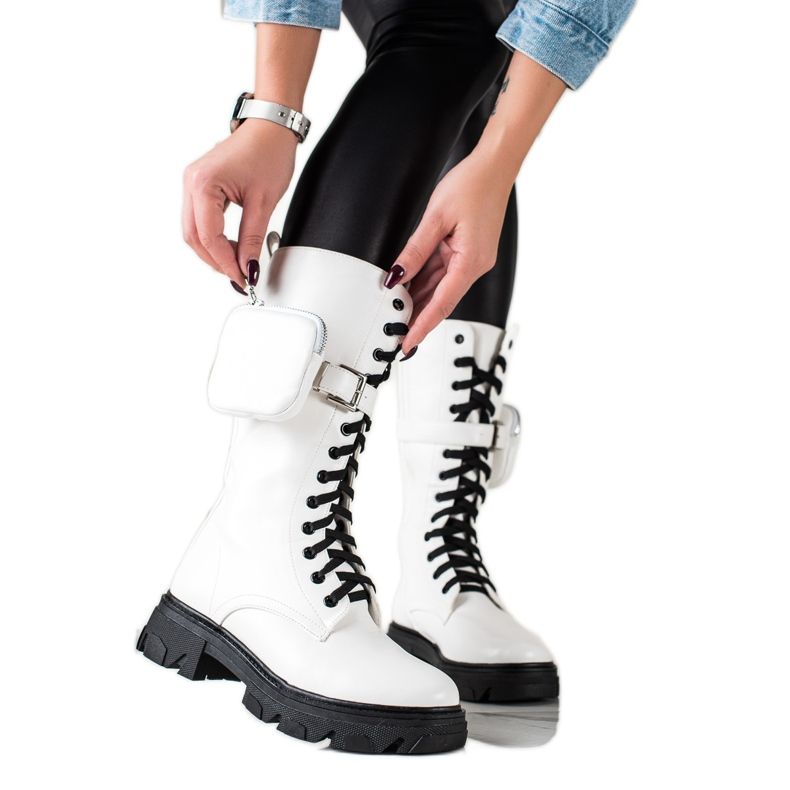 TRENDI Białe Glany Na Platformie