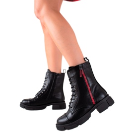 Goodin Ocieplane Traperki Z Czerwonym Suwakiem czarne