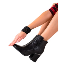 W. Potocki Botki Z Wstawką Snake Print Potocki czarne