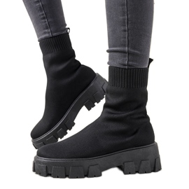 Czarne botki na grubej podeszwie Randy