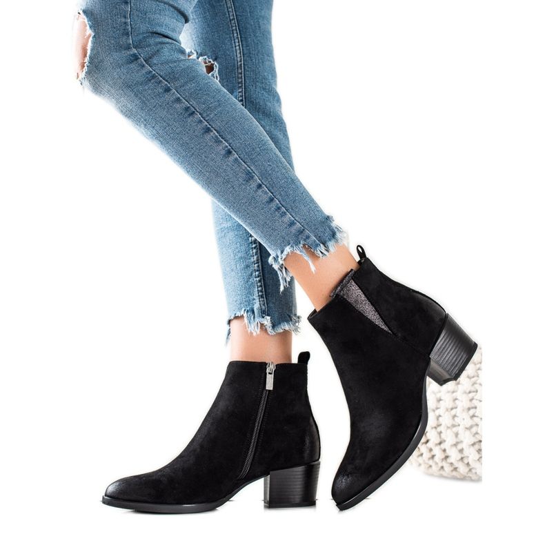 W. Potocki Casualowe Czarne Botki Potocki