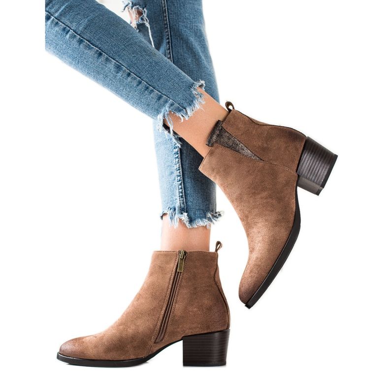 W. Potocki Casualowe Brązowe Botki Potocki