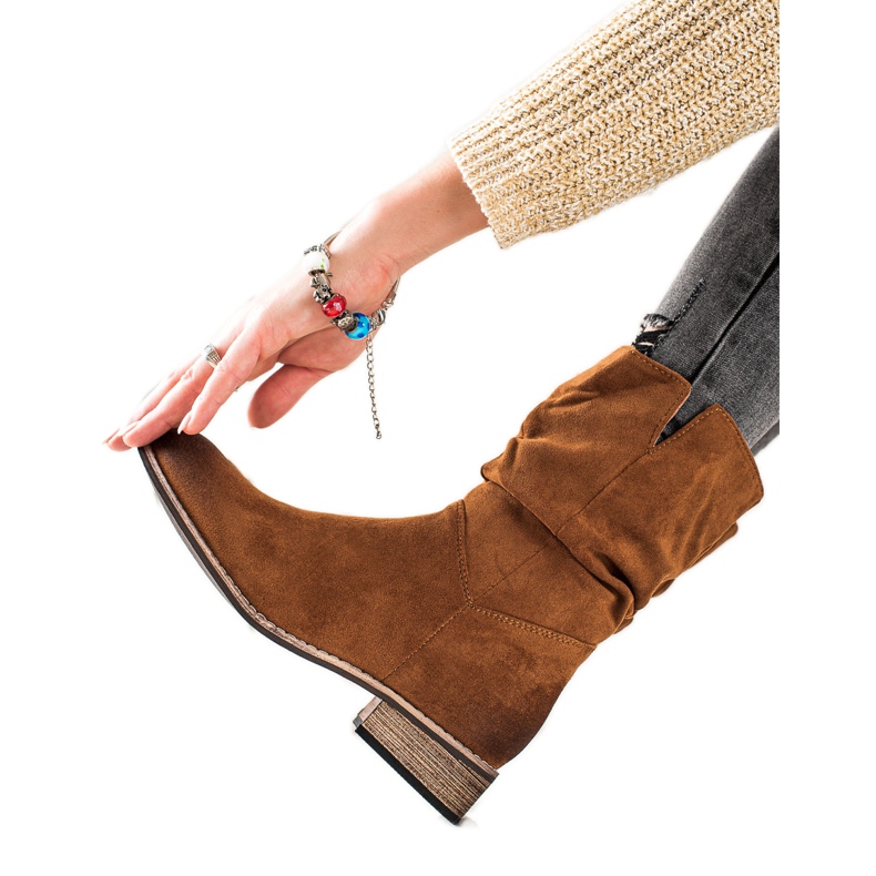 Evento Zamszowe Botki Kowbojki brązowe