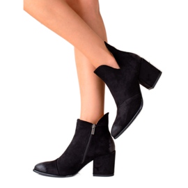 W. Potocki Zamszowe Botki Potocki czarne