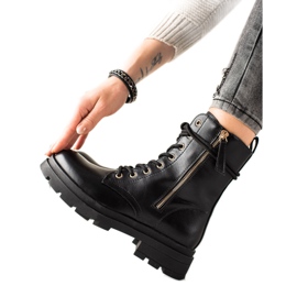 Sixth Sense Czarne Botki Traperki Z Eko Skóry