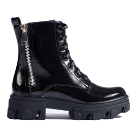 TRENDI Workery Z Ozdobnym Suwakiem czarne