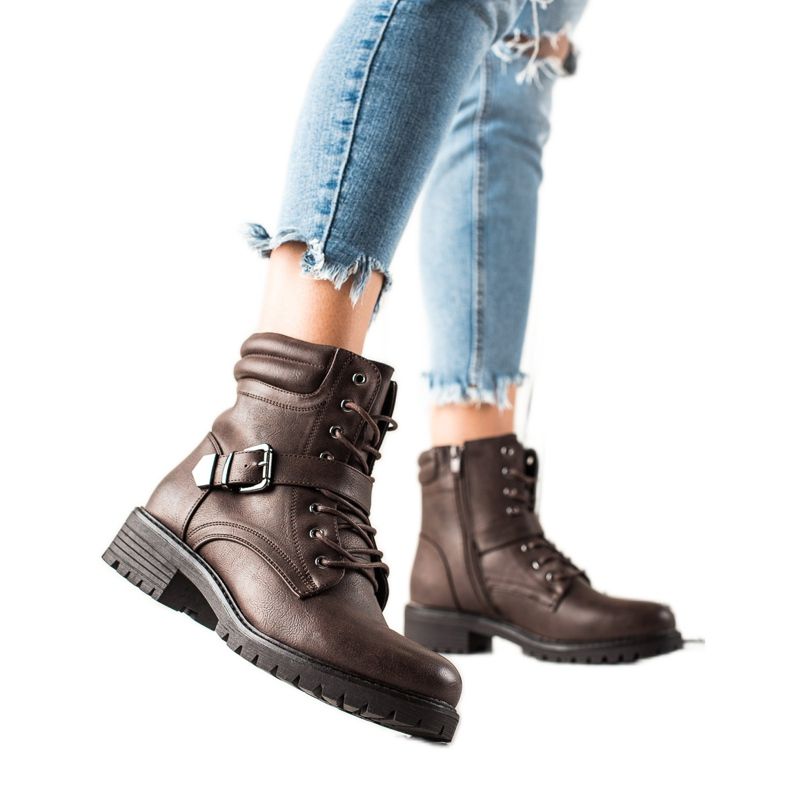 Anesia Paris Brązowe Workery Ze Sprzączką