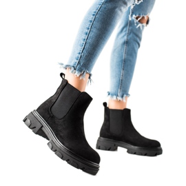 TRENDI Zamszowe Sztyblety Na Platformie czarne