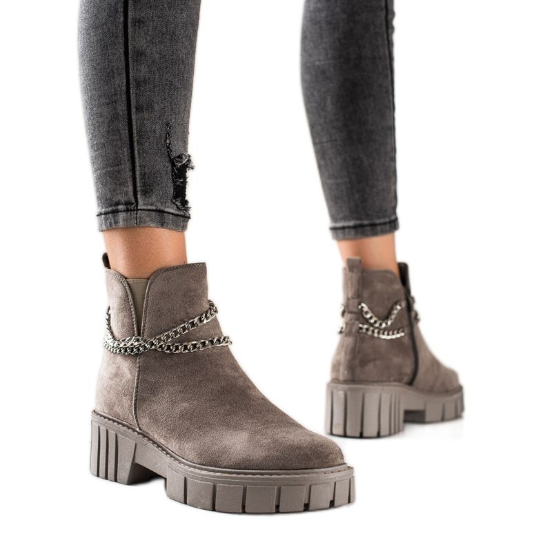 Goodin Botki Na Platformie Z Łańcuszkiem beżowy