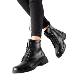 W. Potocki Czarne Traperki Z Eko Skóry Potocki