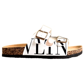 Białe Wygodne Klapki Z Eko Skóry