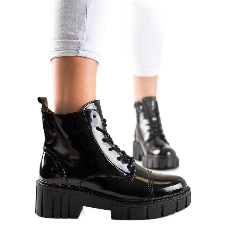 Goodin Klasyczne Botki Traperki Na Platformie czarne