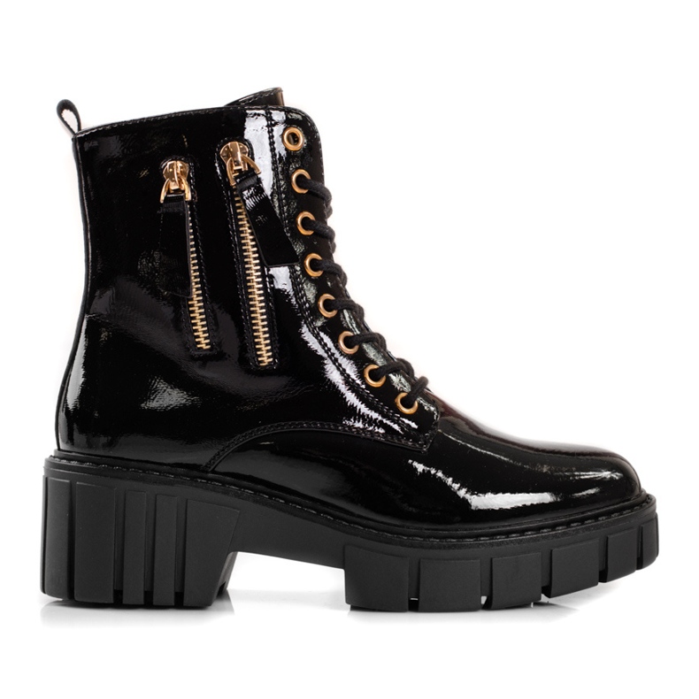 Goodin Modne traperki z ozdobnymi suwakami czarne