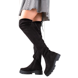 Laura Mode Czarne Muszkieterki Na Platformie