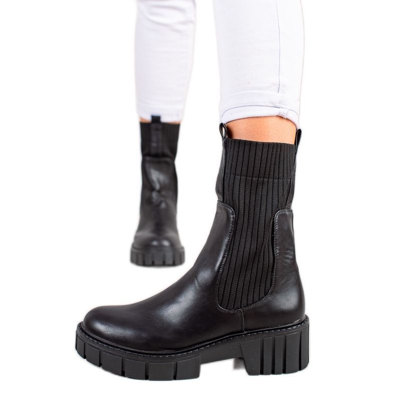 Laura Mode Wsuwane Sztyblety Na Platformie czarne