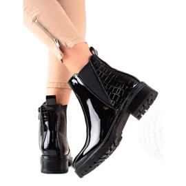 Bestelle Czarne Lakierowane Botki