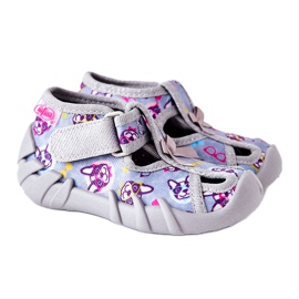 BEFADO S.A. Buty Papcie Inblu Na Rzep 190P093 Szaro-Niebieskie