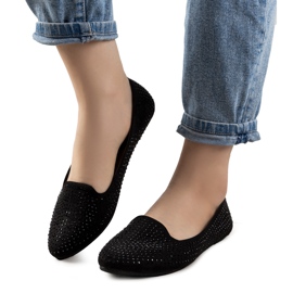 Czarne baleriny ozdobione cyrkoniami Harriette