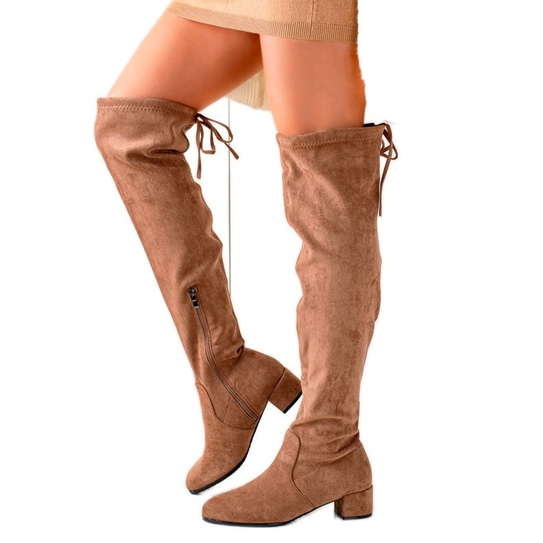 Modne Beżowe Muszkieterki brązowe