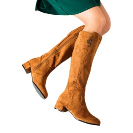 TRENDI Wygodne Camelowe Kozaczki brązowe