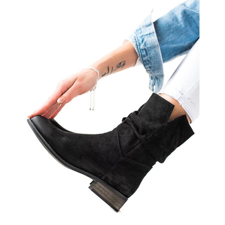 Evento Zamszowe Botki Kowbojki czarne