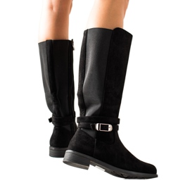 TRENDI Casualowe Kozaki Ze Sprzączką czarne