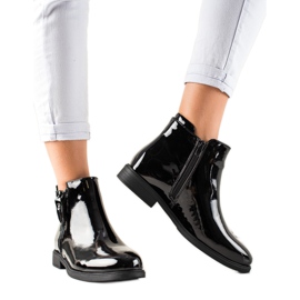 TRENDI Klasyczne Lakierowane Botki czarne