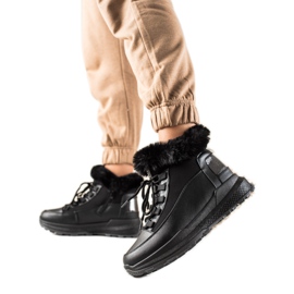 TRENDI Czarne Śniegowce Z Futerkiem