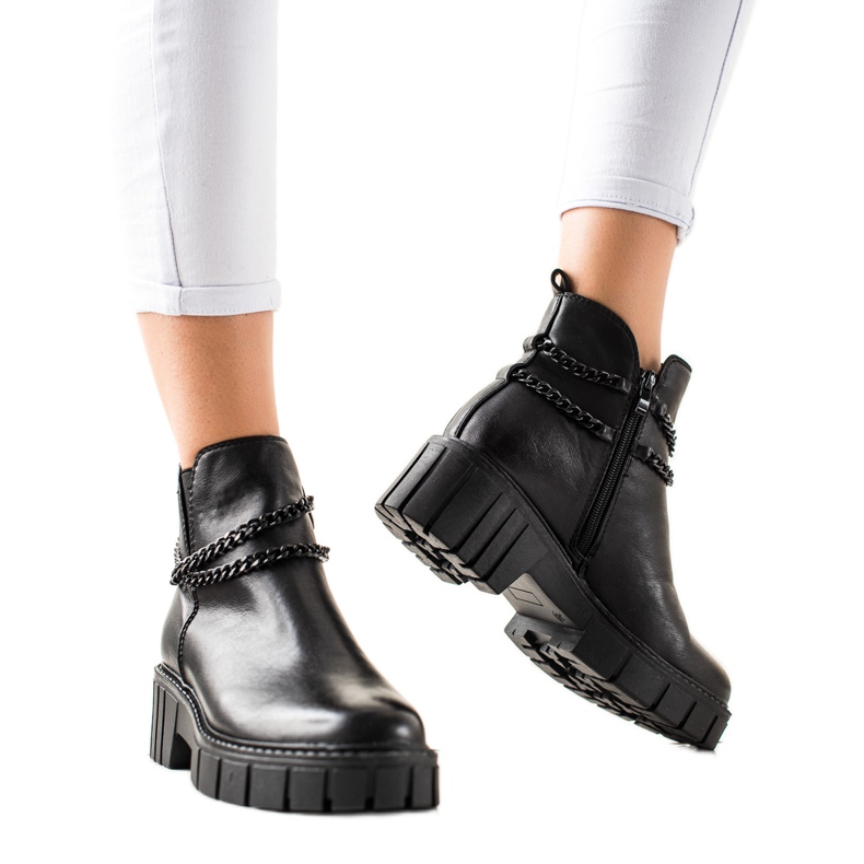Goodin Botki Na Platformie Z Łańcuszkiem czarne