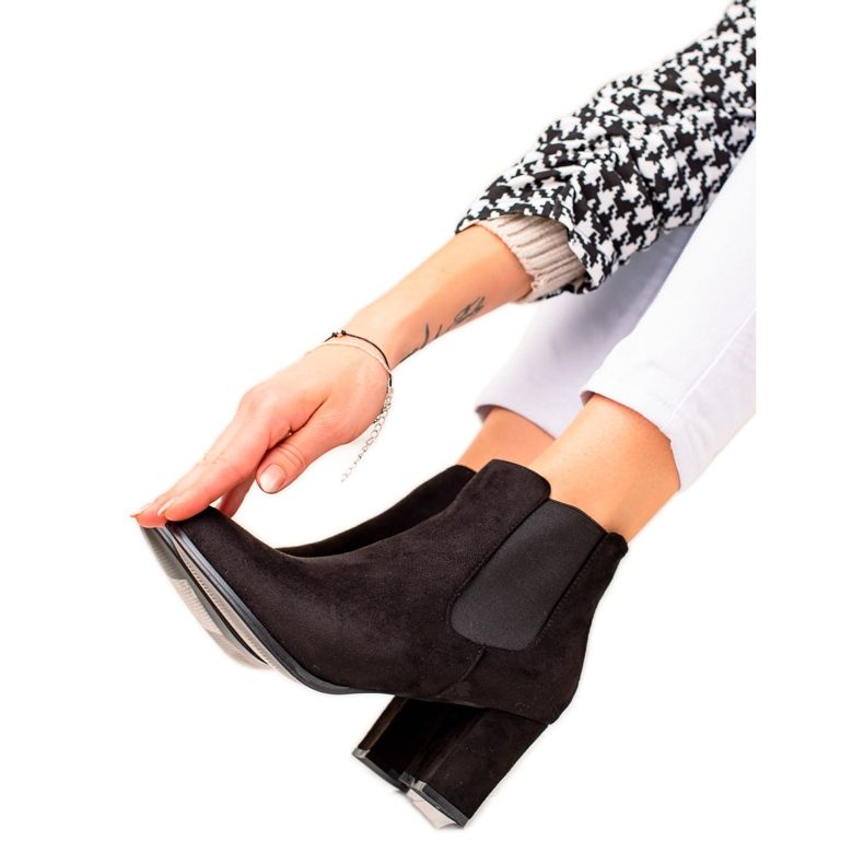 TRENDI Casualowe Botki Na Słupku czarne