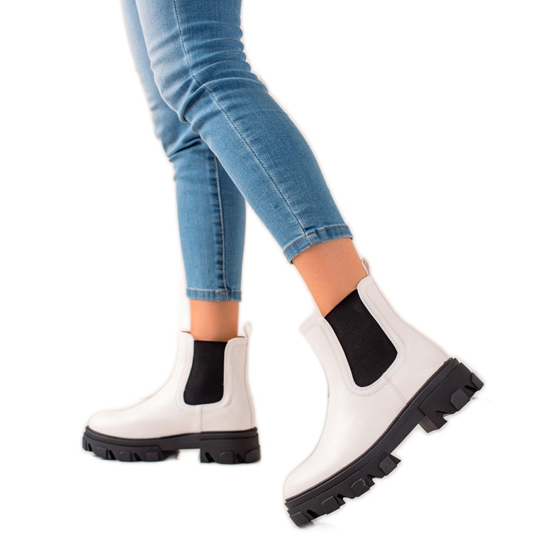 Seastar Modne Sztyblety Na Platformie białe