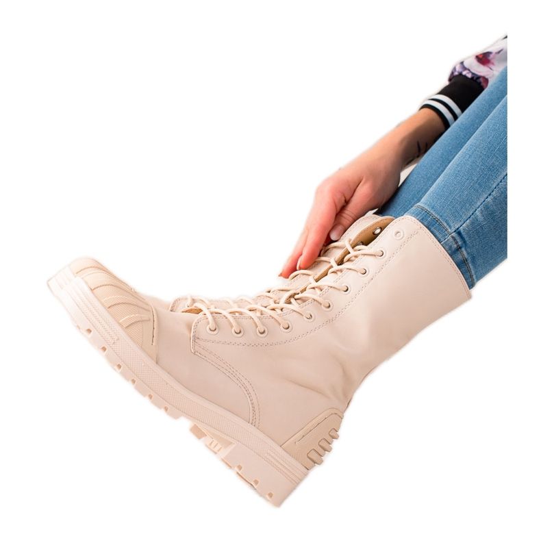 Seastar Wysokie Sznurowane Traperki beżowy