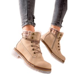 Goodin Ocieplane Traperki Z Eko Skóry beżowy